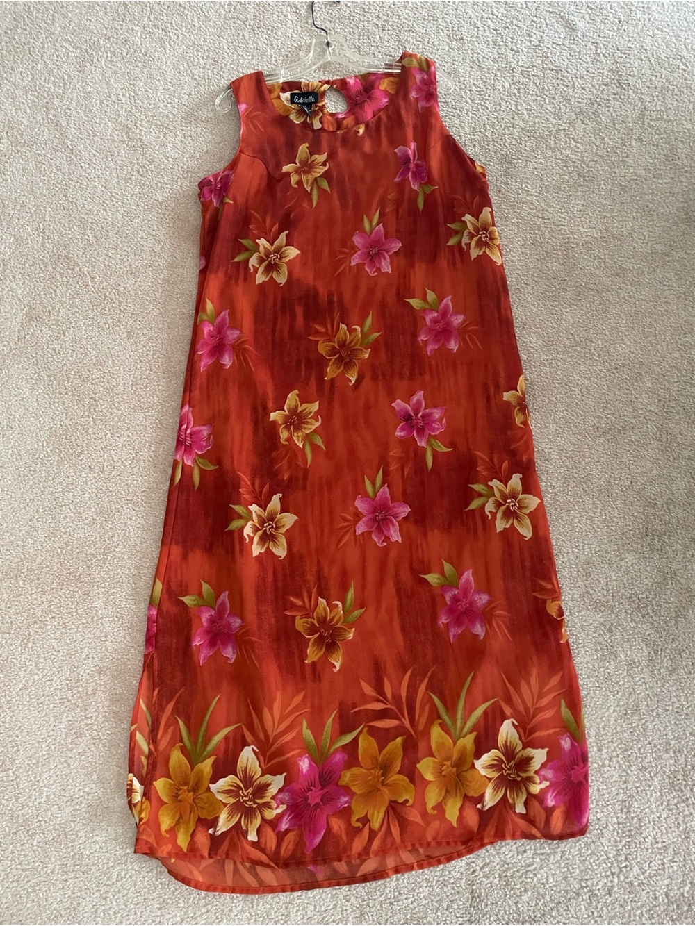 Gabrielle Tropical Floral Maxi Dress Women's 16 Lined Resort Cruise Hawaiian